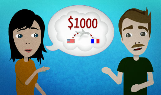 English Lesson: OK, so for the sake of discussion, let's say that the flight is a thousand bucks each.