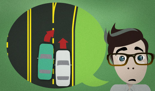 English Lesson: I tried to merge into the right lane, but there was a car in my blind spot.