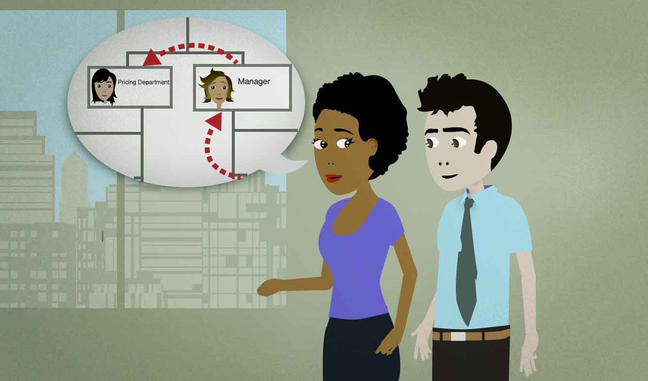 She used to report to Amy, then she got promoted to Manager and Amy moved over to the Pricing department.